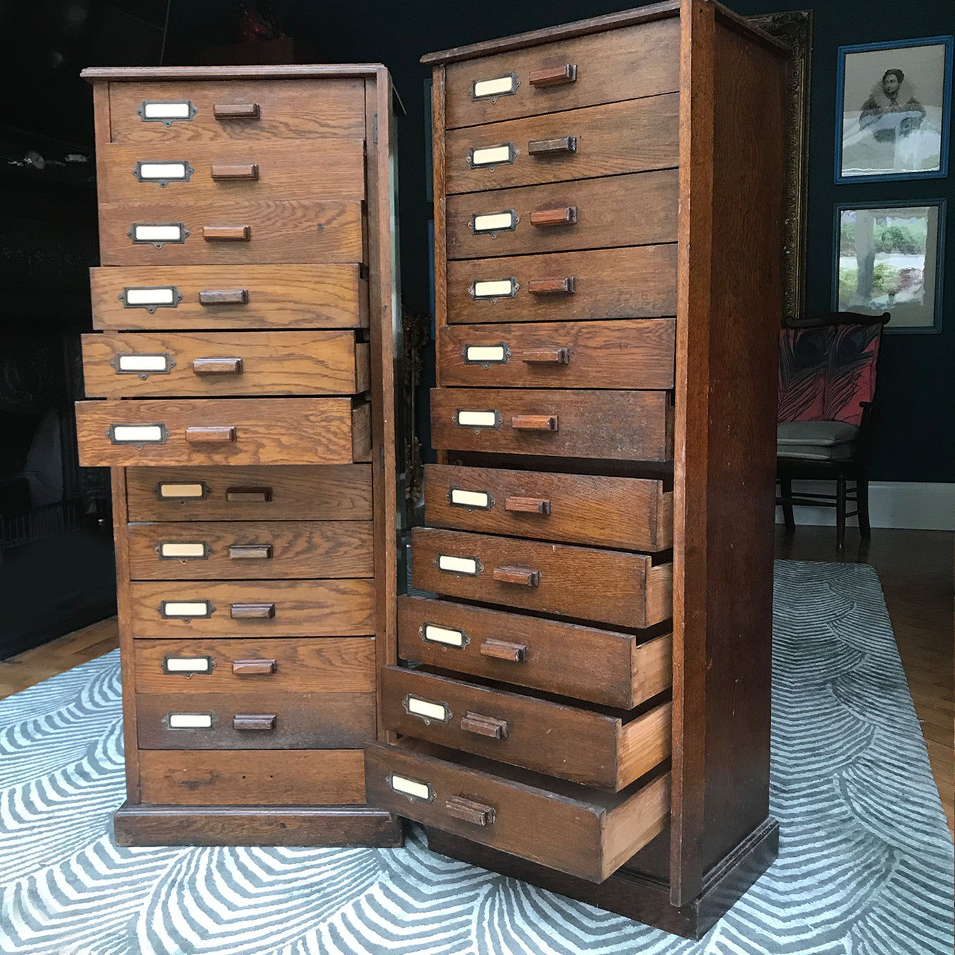 A Pair of Oak Banked Drawers