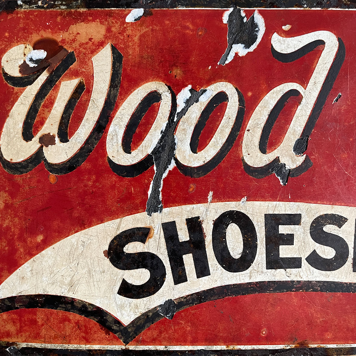 A Vintage Enamel Wood Milne Shoeshines Sign. Finished in a popping red colour and in fantastic condition - SHOP NOW - www.intovintage.co.uk