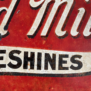 A Vintage Enamel Wood Milne Shoeshines Sign. Finished in a popping red colour and in fantastic condition - SHOP NOW - www.intovintage.co.uk