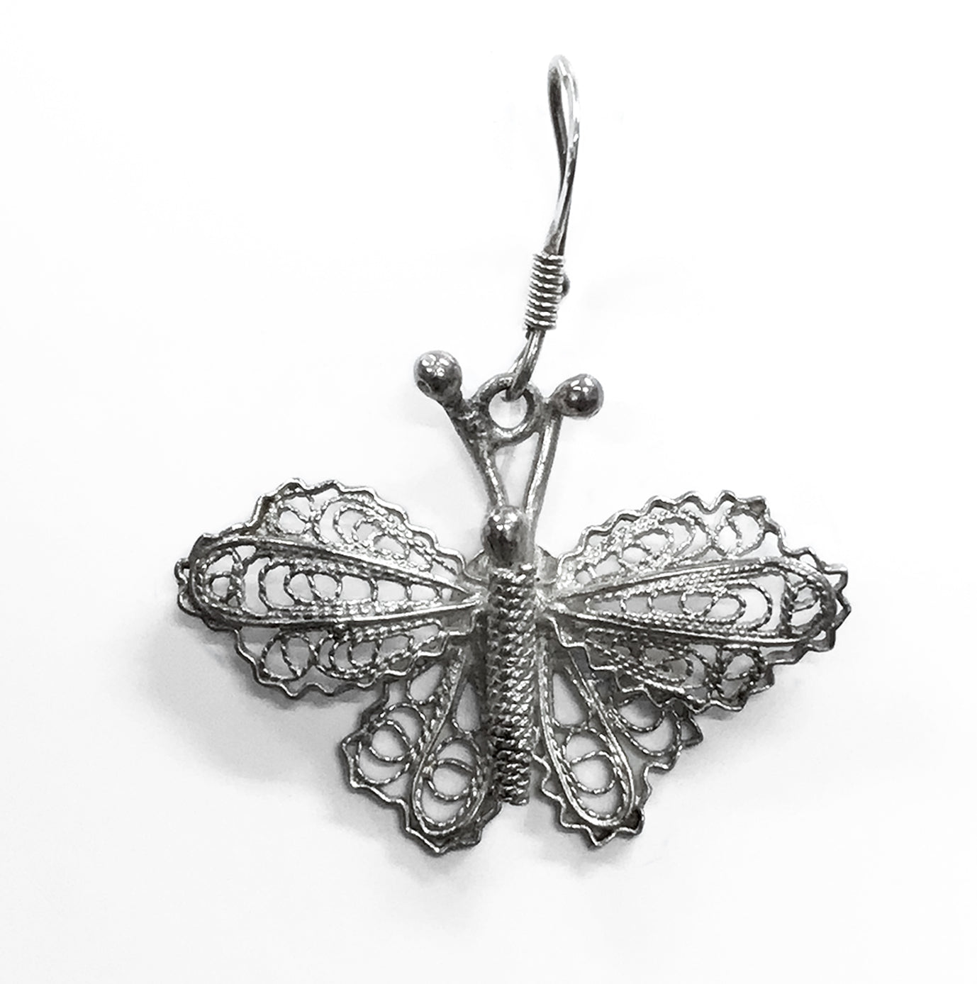 Vintage sterling silver 925. filigree butterfly earrings. Find these and other Vintage jewellery for sale at Intovintage.co.uk.