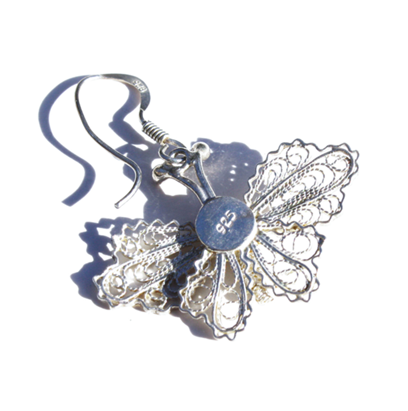 Vintage sterling silver 925. filigree butterfly earrings. Find these and other Vintage jewellery for sale at Intovintage.co.uk.