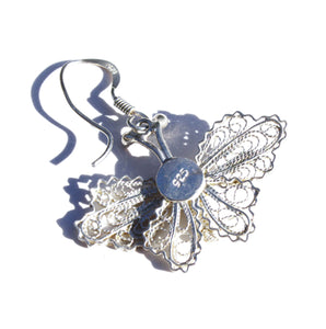 Vintage sterling silver 925. filigree butterfly earrings. Find these and other Vintage jewellery for sale at Intovintage.co.uk.