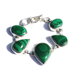 A Silver & Malachite Bracelet