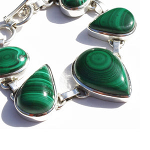 A Silver & Malachite Bracelet