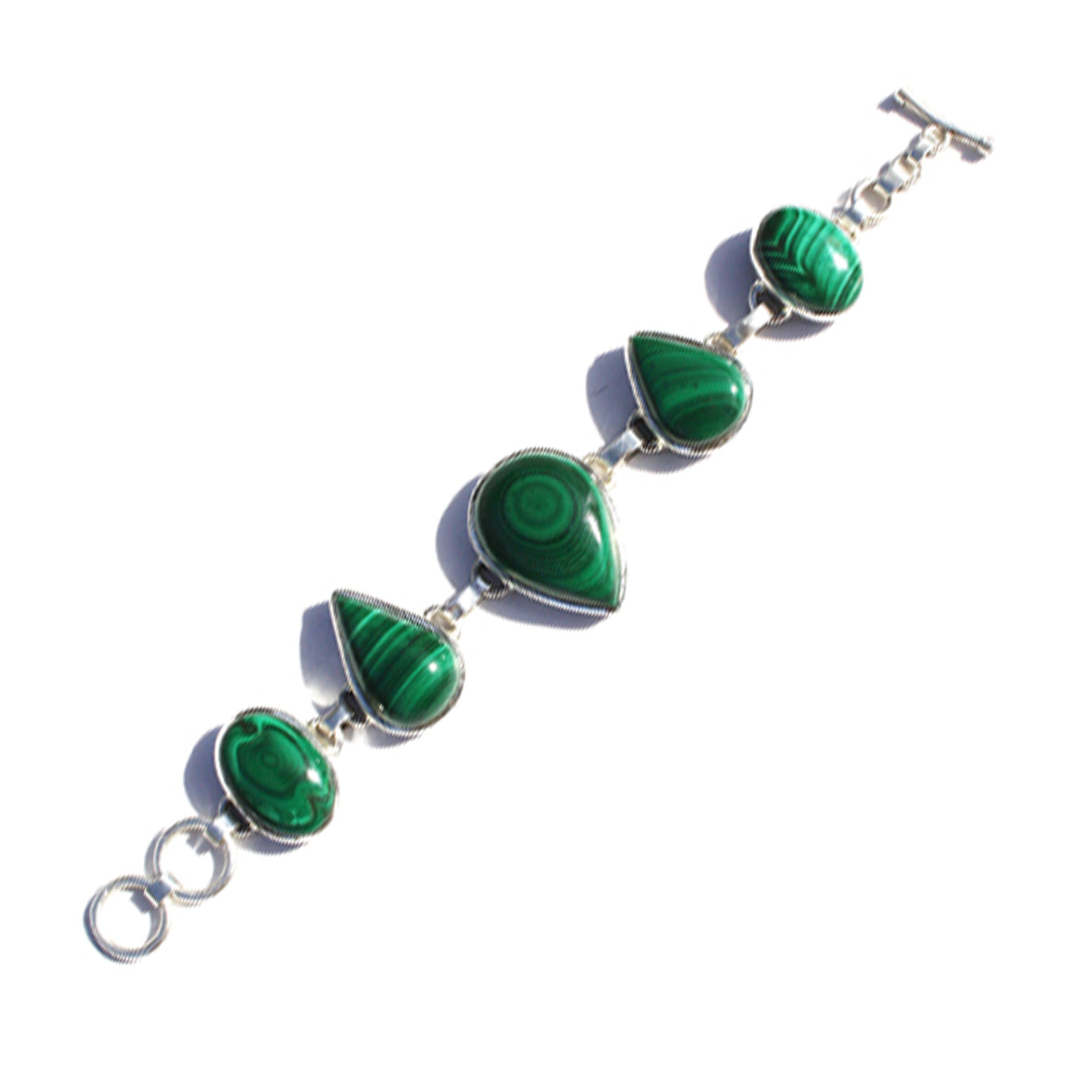 A Silver & Malachite Bracelet