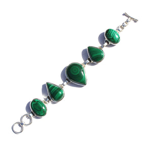 A Silver & Malachite Bracelet
