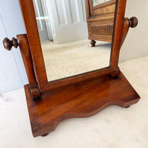 A pretty Petit Victorian Mahogany Dressing Table Mirror. Original mirror plate, bun feet to the base, veneered mahogany base. A very useful size - SHOP NOW - www.intovintage.co.uk