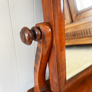 A pretty Petit Victorian Mahogany Dressing Table Mirror. Original mirror plate, bun feet to the base, veneered mahogany base. A very useful size - SHOP NOW - www.intovintage.co.uk