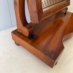 A pretty Petit Victorian Mahogany Dressing Table Mirror. Original mirror plate, bun feet to the base, veneered mahogany base. A very useful size - SHOP NOW - www.intovintage.co.uk
