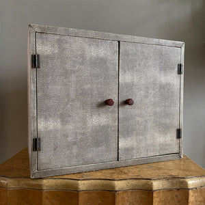 A rather good looking and very practical cabinet. The outer finish is of an original snakeskin paper which has achieved a wonderful tone of the years. Two pretty little original bakelite handles to the front doors with the inside having seven vertical compartments ideal for letters and correspondence - SHOP NOW - www.intovintage.co.uk