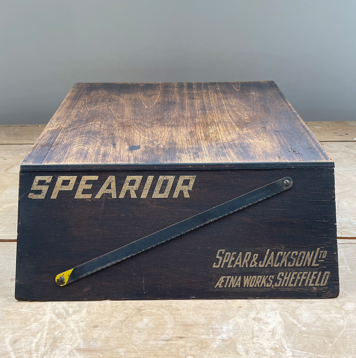 A scarce vintage Shop Advertising Tool Display Stand from the Spear & Jackson Company of Sheffield complete with original hacksaw blade - SHOP NOW - www.intovintage.co.uk