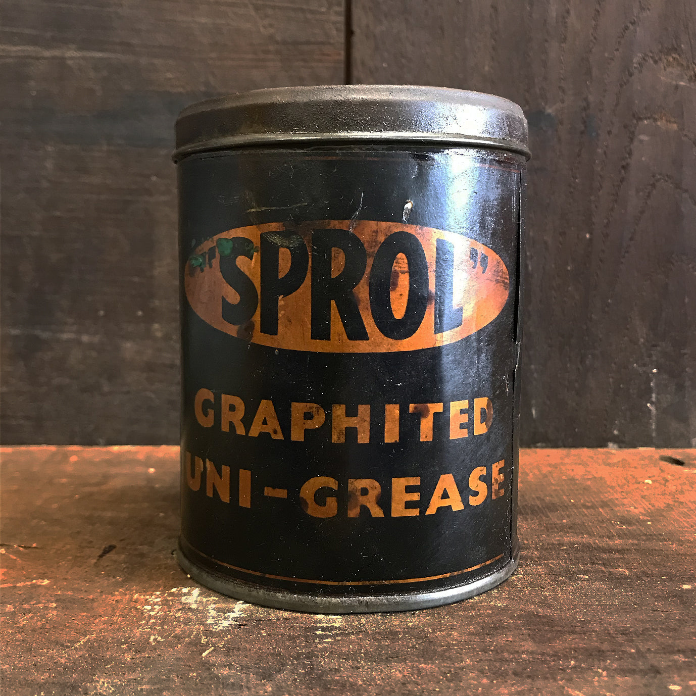 Super rare Sprol Graphited Uni Grease Can manufactured by Hopenhartope & Co Ltd. Hammersmith Broadway, London W.6 - SHOP NOW - www.intovintage.co.uk