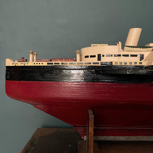 A wonderful large naive scratch built model of The Royal Eagle steam ship with an internal clockwork mechanism that drives the paddles. Comes with its original winder and handle that you clip on to make it easier to carry - SHOP NOW - www.intovintage.co.uk