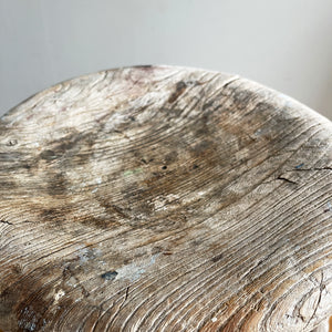 Vintage Elm Stool. Fantastic age age related wear and patina yet still totally solid. It had just enough weathering to give it that bang on look. The seat section has a wonderful dip to it, nicely turned legs and a superb centre joint on the cross stretchers - SHOP NOW - www.intovintage.co.uk
