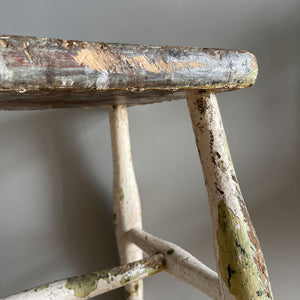 Good looking Vintage Painted Stool. Fantastic age age related wear and patina yet still totally solid. The green paint has worn and chipped away giving the stool that bang on look - SHOP NOW - www.intovintage.co.uk