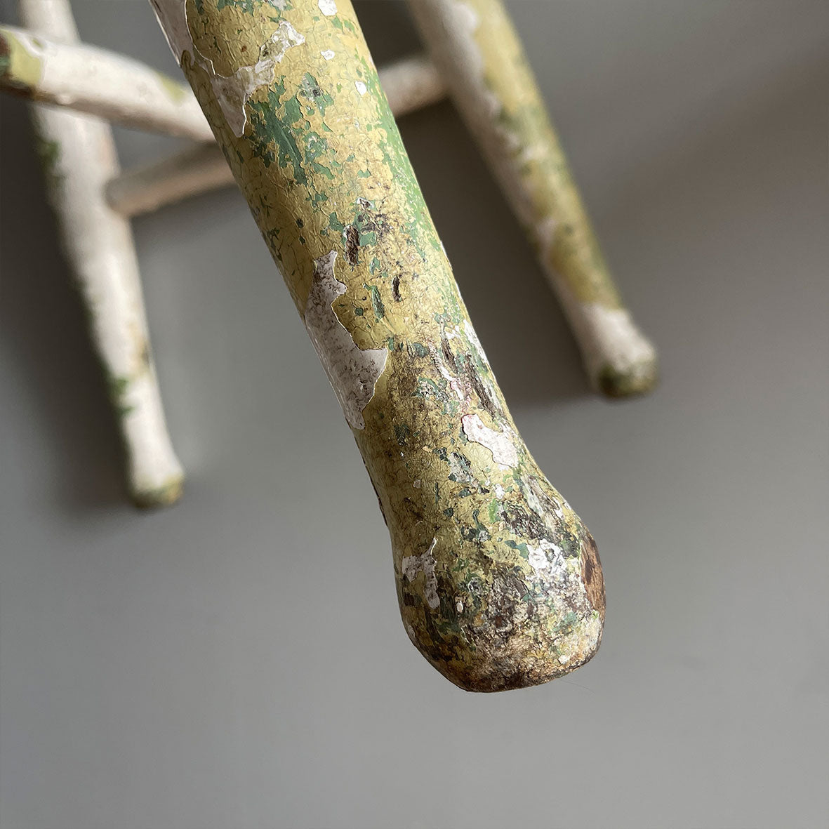 Good looking Vintage Painted Stool. Fantastic age age related wear and patina yet still totally solid. The green paint has worn and chipped away giving the stool that bang on look - SHOP NOW - www.intovintage.co.uk