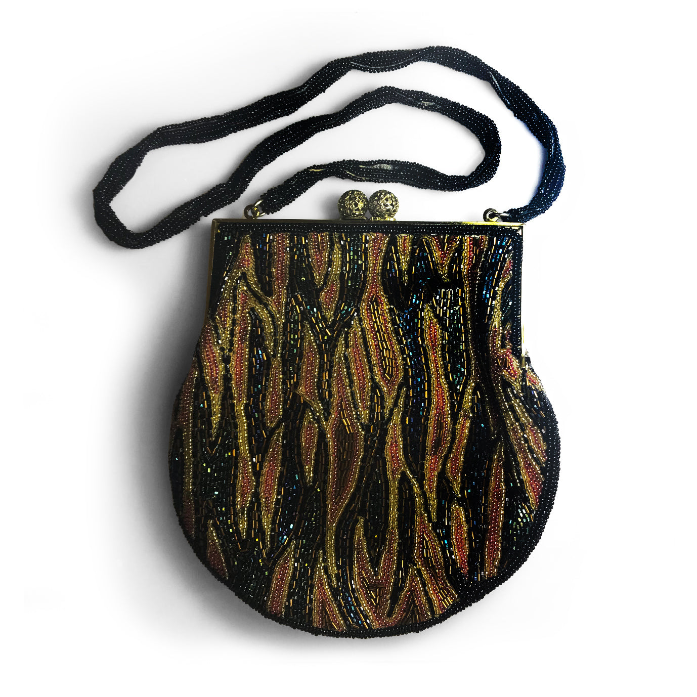 Vintage Striped Beaded Bag