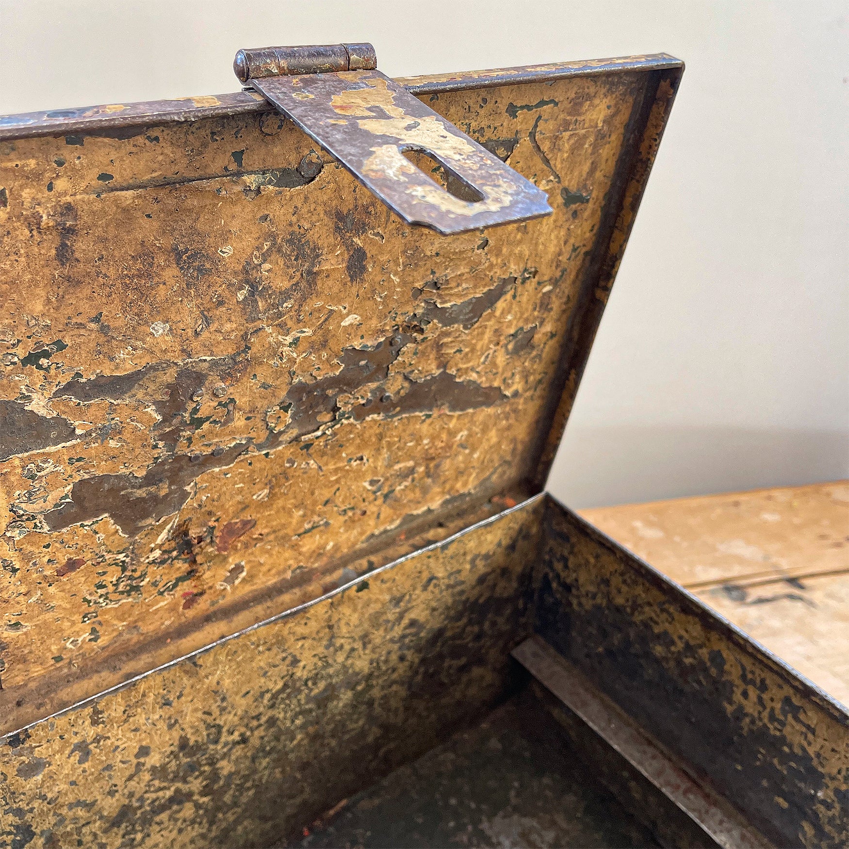 An Antique Strongbox with the most perfect patinated painted finish. It comes with its original lock and key. We're not sure that you'll find one better - SHOP NOW - www.intovintage.co.uk