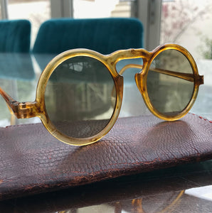Cool, stylish pair of 1930s Art DecoSunglasses with snakeskin effect leather case. Ideal for the coming summer months - SHOP NOW - www.intovintage.co.uk