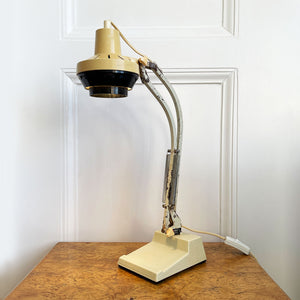 A cool Swedish Waso Ledu Type 3842 Lamp. Made by WASO of Sweden, this classic lamp is really well made and heavy. It has an unusual curved arm to it and is mounted atop a solid plastic base. It has its original Ledu sticker and is marked 'MADE IN SWEDEN' on the base - SHOP NOW - www.intovintage.co.uk