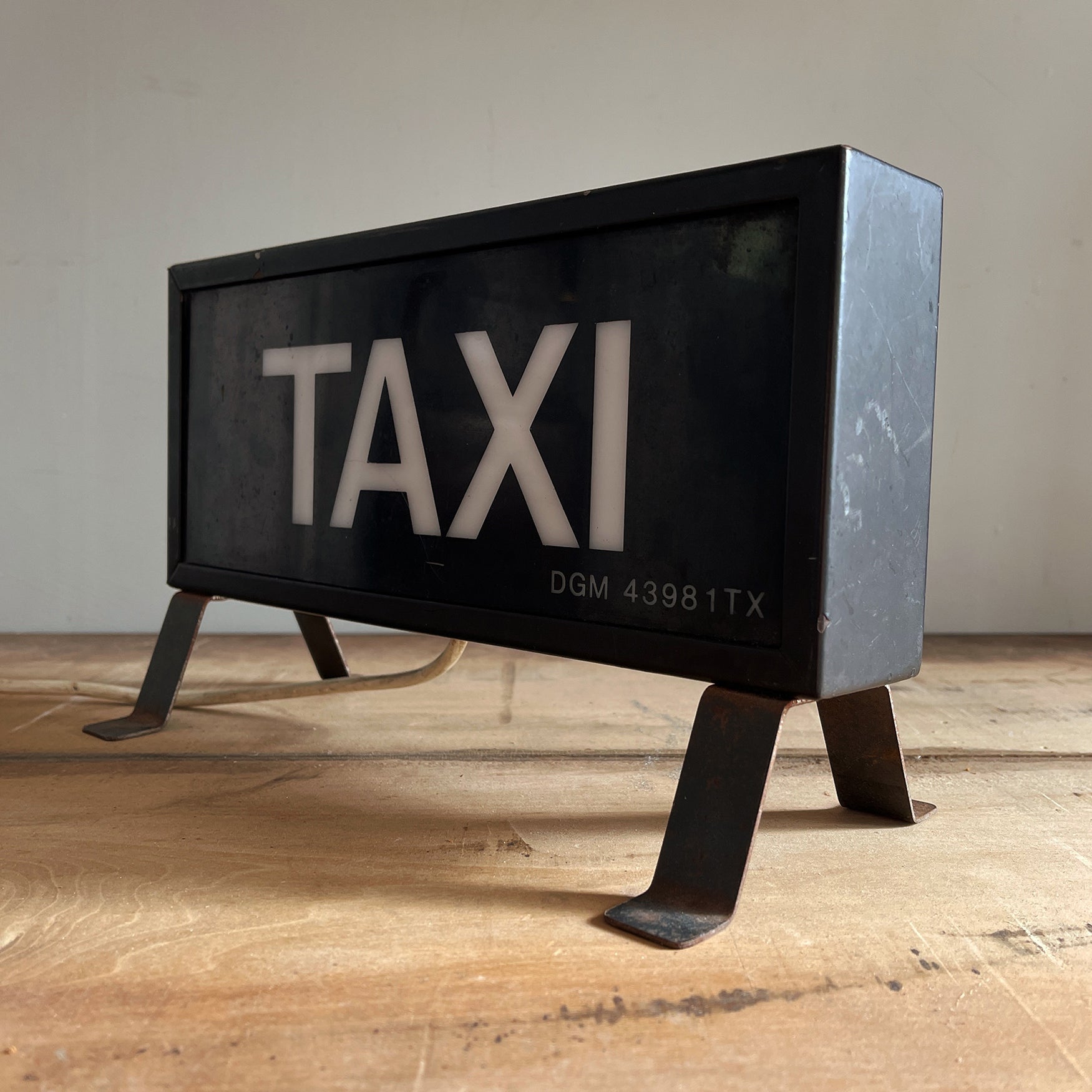A cool Vintage Taxi Sign that lights up! Adds a soft city vibe to a room - SHOP NOW - www.intovintage.co.uk