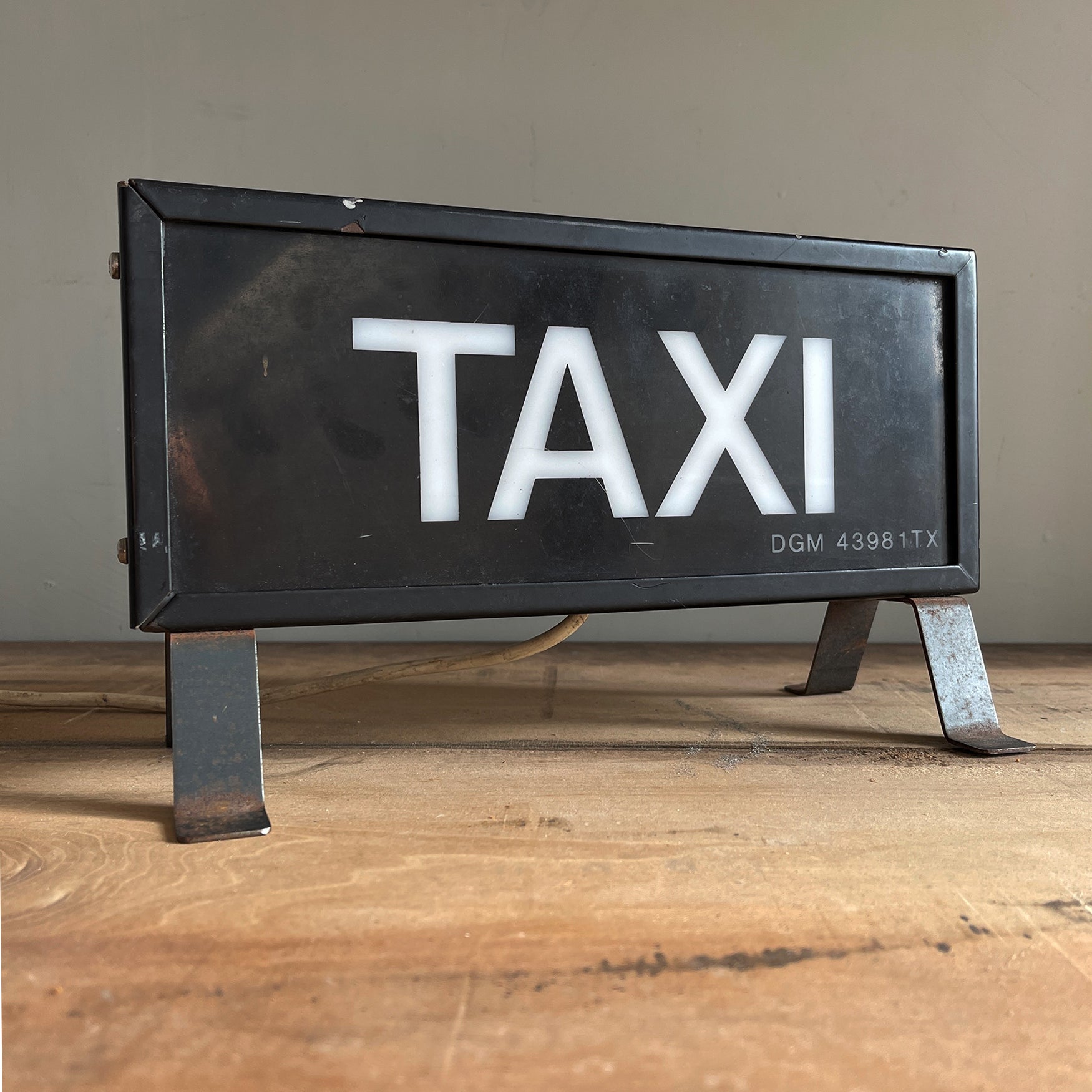 A cool Vintage Taxi Sign that lights up! Adds a soft city vibe to a room - SHOP NOW - www.intovintage.co.uk