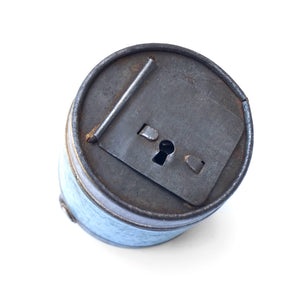Child's Vintage Tin Money Box with Lock and Key. Find this and other Vintage Toys & Tins for sale at Intovintage.co.uk.