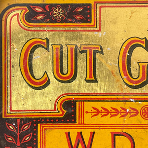 A Vintage Cut Golden Bar Wills Tobacco Tin from W.D & H.O Wills. Great colourful Typography to the inside lid, with an integral set of weights. - SHOP NOW - www.intovintage.co.uk