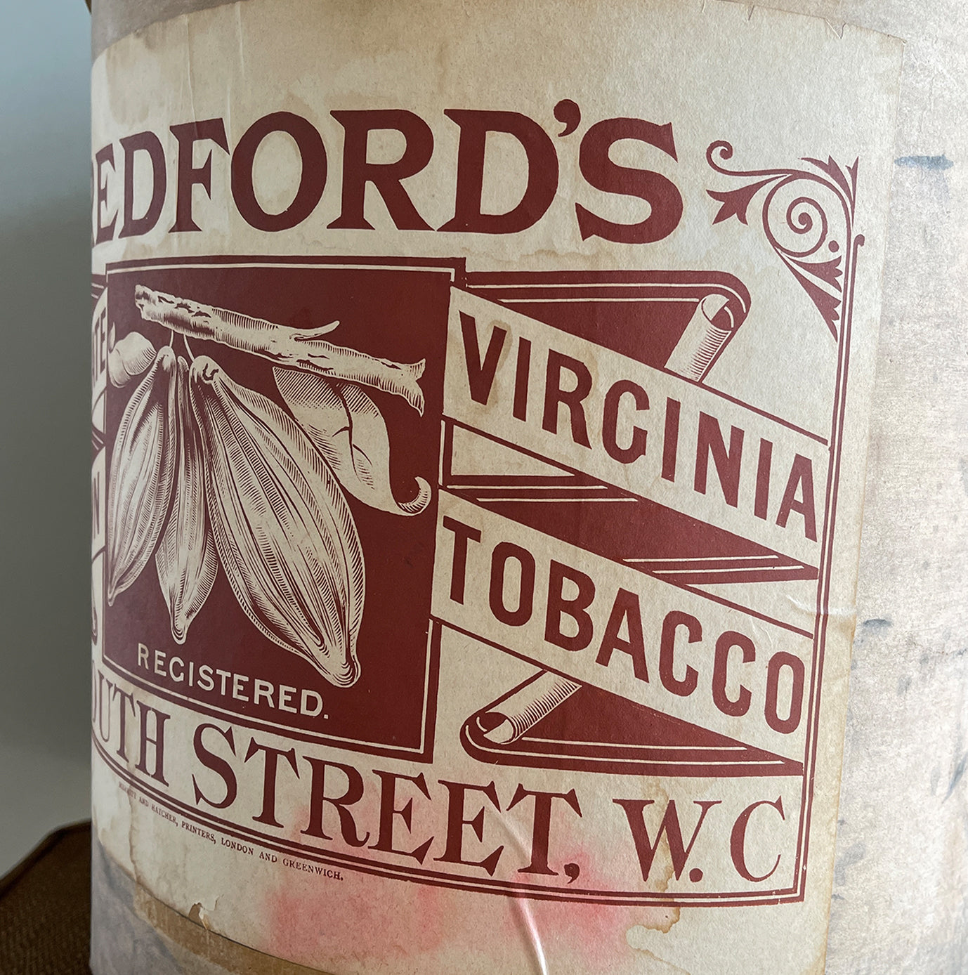 A Redford's of Exmouth St, Clerkenwell, London Tobacco Bin. This bin would have been used to keep the fresh tobacco clean and fresh for transport and storage within the Redford's London premises - SHOP NOW - www.intovintage.co.uk
