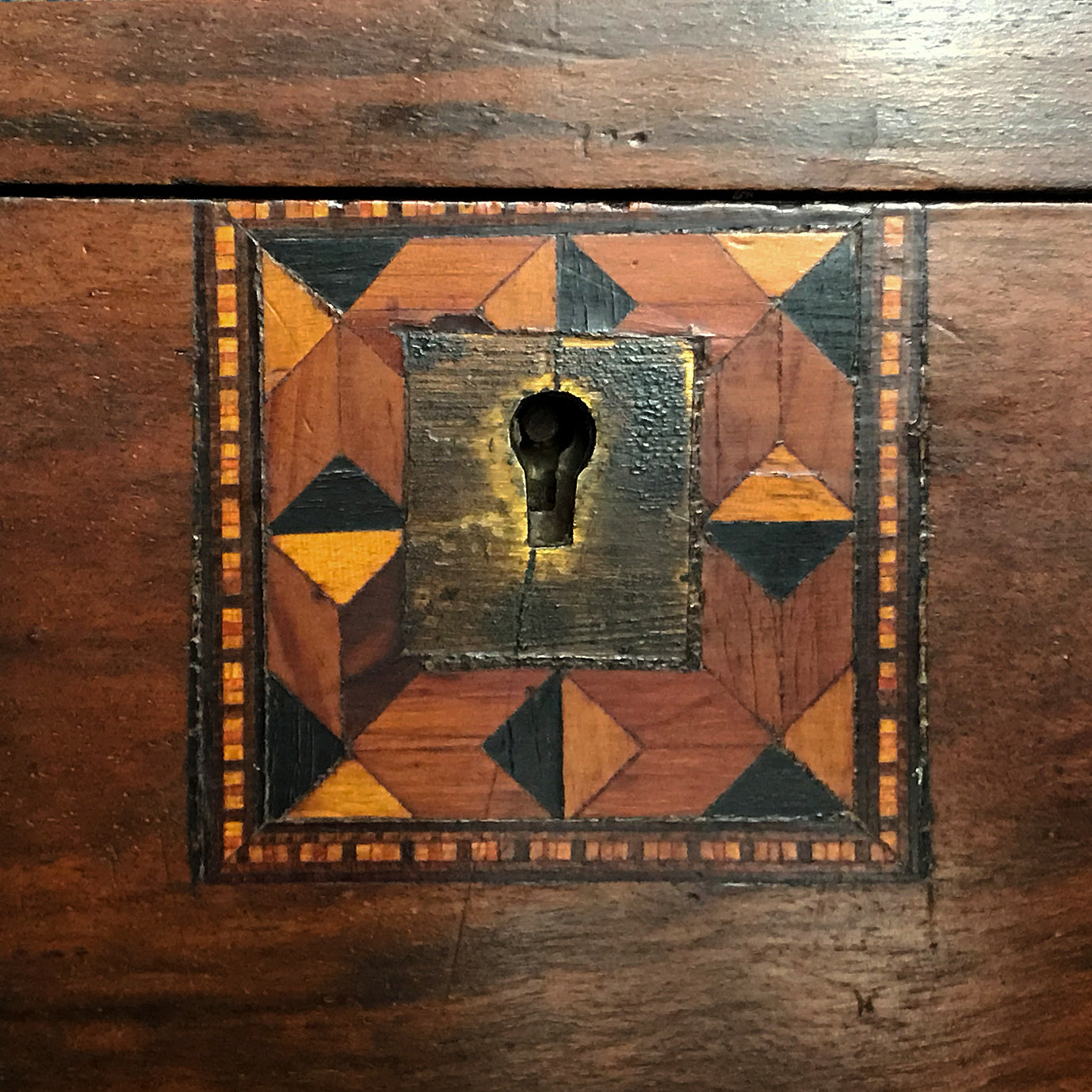 A pretty Victorian Tunbridge Ware banded sewing Box. Made from Walnut with inlaid marquetry to the top and front - SHOP NOW - www.intovintage.co.uk