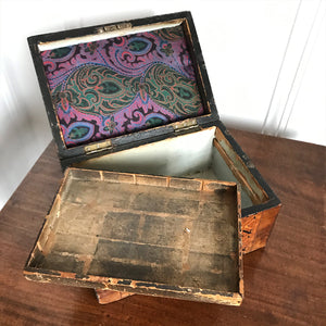 A pretty Victorian Tunbridge Ware banded sewing Box. Made from Walnut with inlaid marquetry to the top and front - SHOP NOW - www.intovintage.co.uk