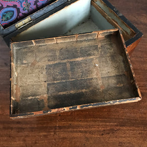 A pretty Victorian Tunbridge Ware banded sewing Box. Made from Walnut with inlaid marquetry to the top and front - SHOP NOW - www.intovintage.co.uk