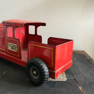 Vintage Tri-ang Express Toy Train. Finished in a glorious red colour with yellow painted details. It has two original Tri-ang Express decals on its sides - SHOP NOW - www.intovintage.co.uk