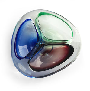 Murano Glass Tri Colour Heavy Ashtray / Bowl