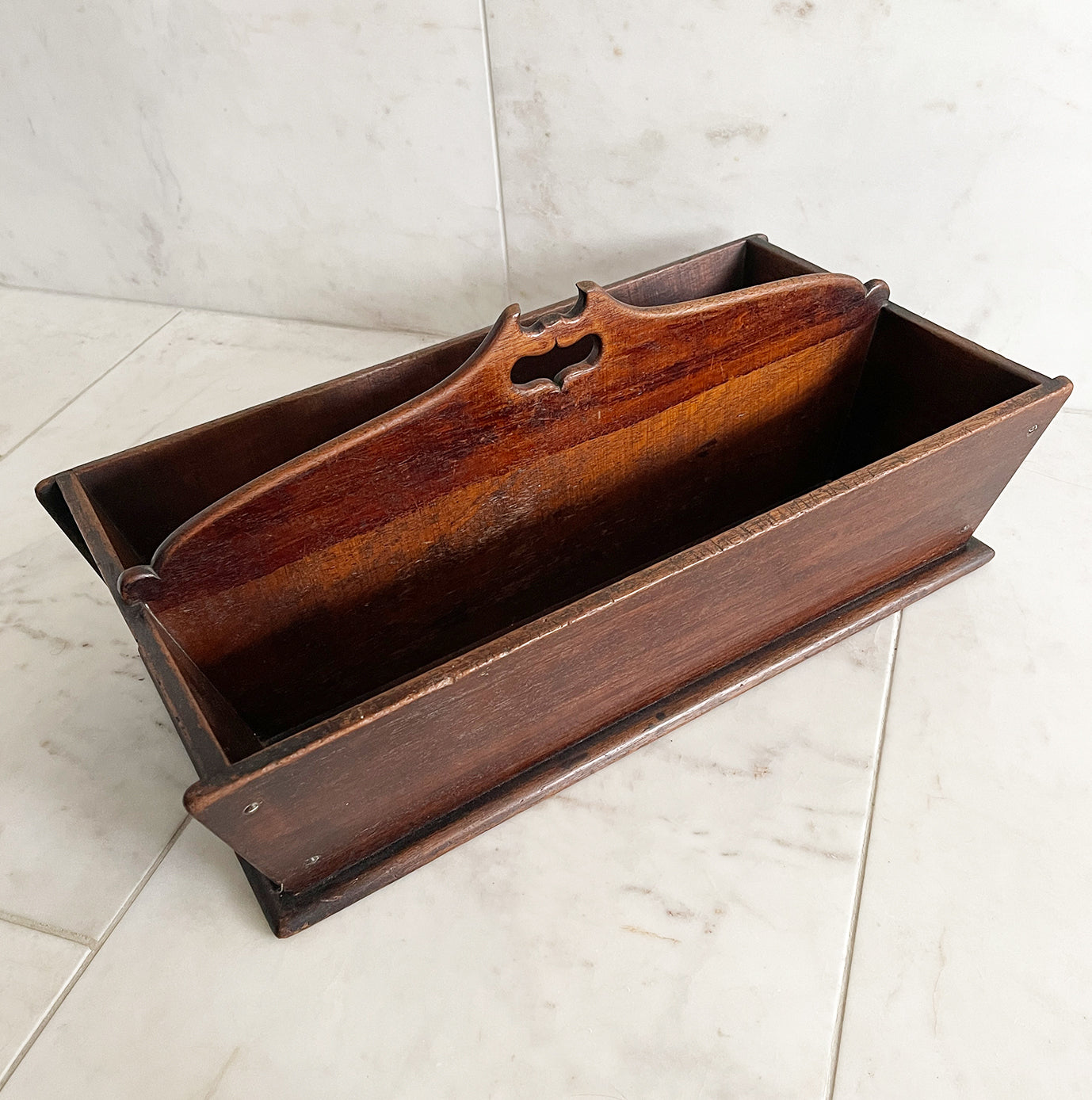 A Period Mahogany Trug with pretty carved handle detail. Good strong sturdy construction. A fine looking piece that is incredibly practical and useful around the home - SHOP NOW - www.intovintage.co.uk