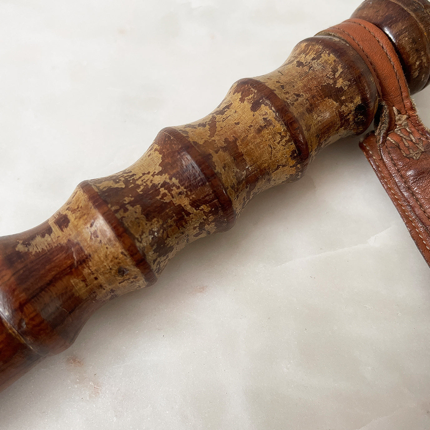 Beautifully tactile in the hand this Lignum Vitae Turned Police Truncheon has original paint to the handle and finely stitched leather handle - SHOP NOW - www.intovintage.co.uk