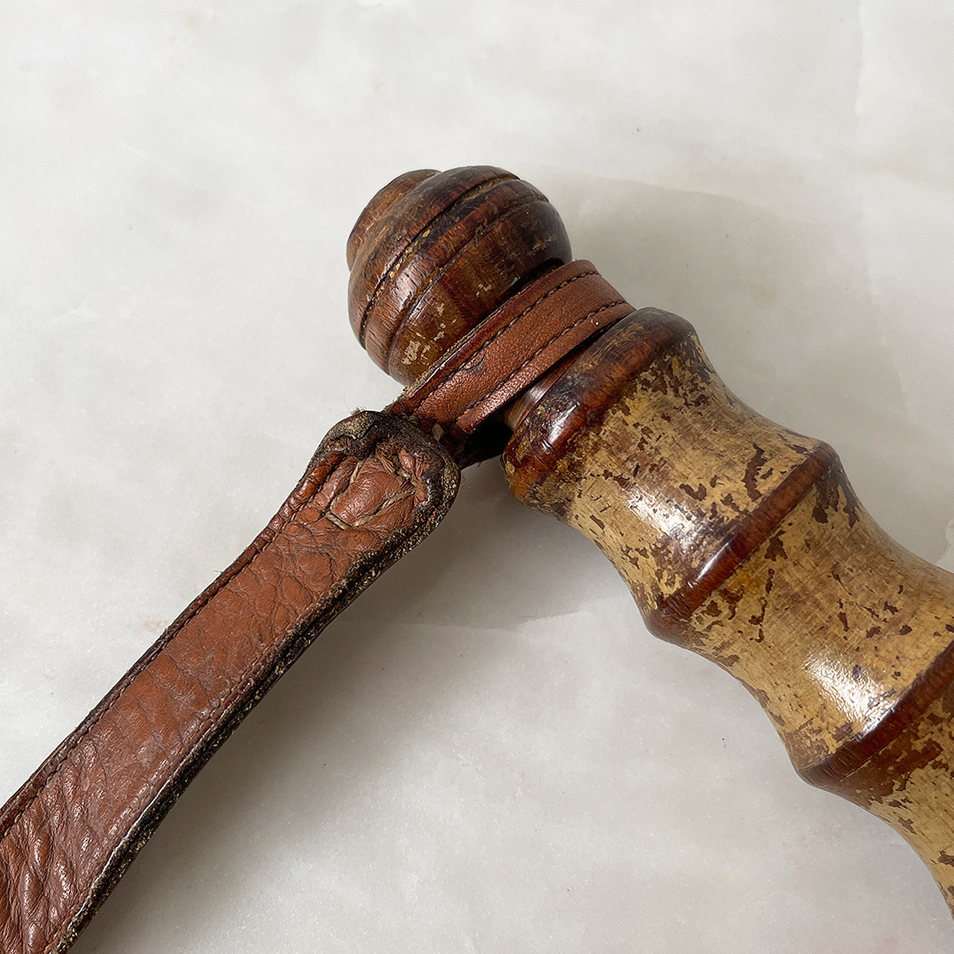 Beautifully tactile in the hand this Lignum Vitae Turned Police Truncheon has original paint to the handle and finely stitched leather handle - SHOP NOW - www.intovintage.co.uk