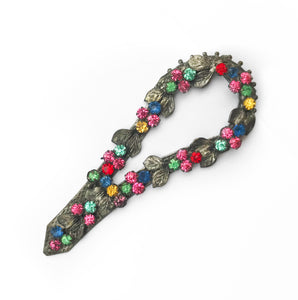 A pretty vintage Czech Tutti Frutti, Art Deco dress clip, set with very colourful diamante stones - SHOP NOW - www.intovintage.co.uk