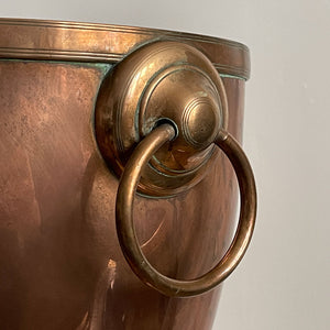 A Large Antique Classical Copper Urn ideal for use as a wine cooler. It has two ring handles and a beautiful stepped base stood on rounded feet -SHOP NOW - www.intovintage.co.uk