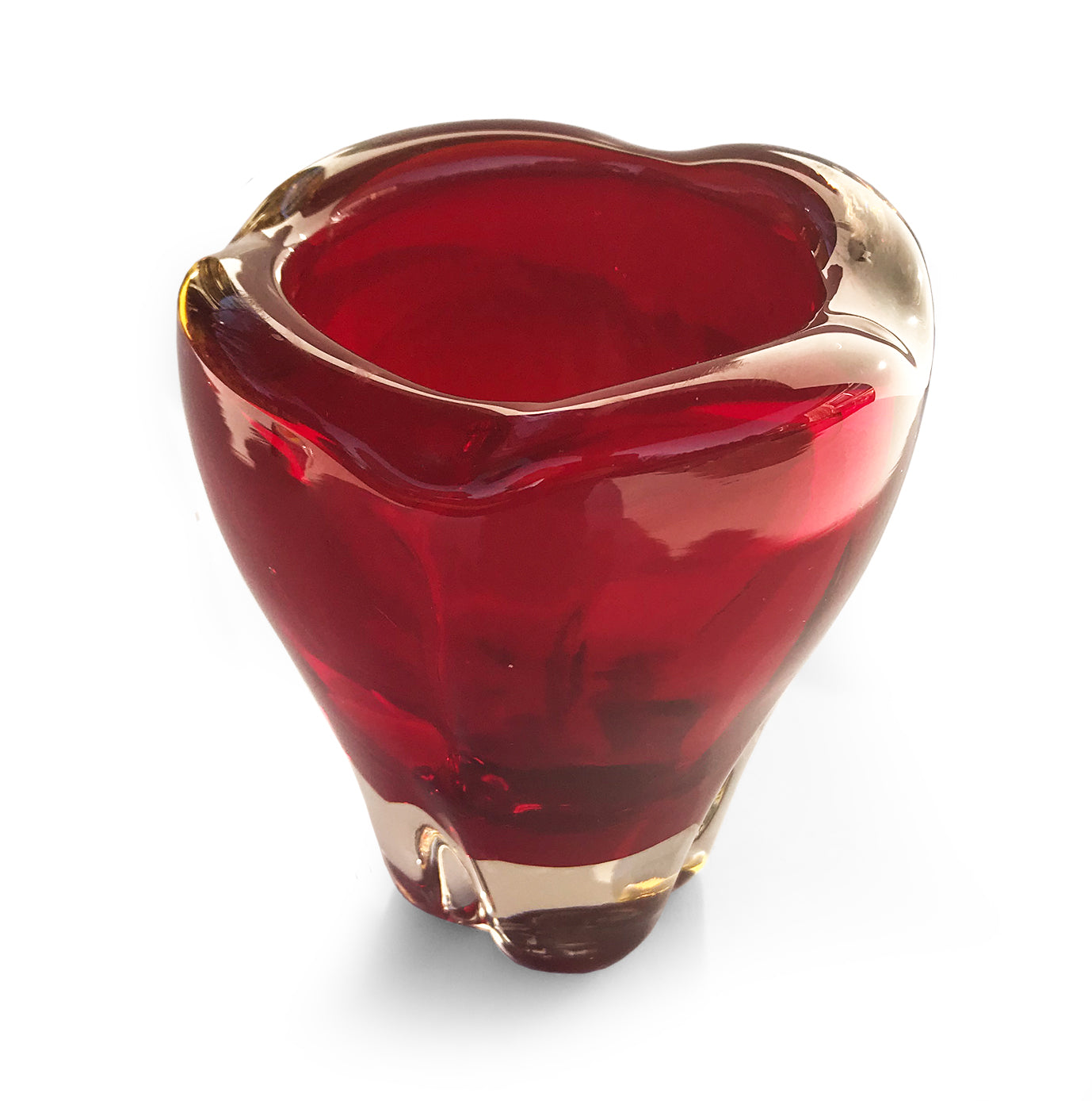 Beautiful Whitefriars Ruby Red glass 'Molar' vase, designed by Geoffrey Baxter, pattern number 9410 - SHOP NOW - www.intovintage.co.uk