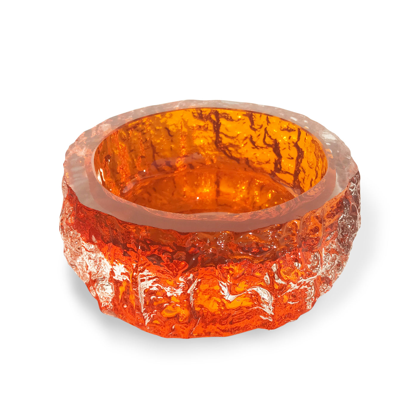 Whitefriars tangerine bark bowl, from the 'Textured' range, designed by Geoffrey Baxter - SHOP NOW - www.intovintage.co.uk
