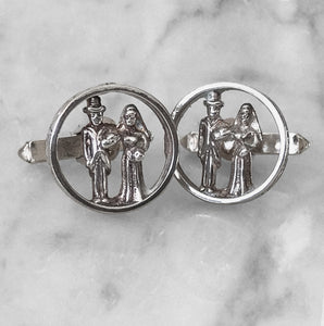 Sterling Silver, Bride & Groom Cufflinks - SHOP NOW - www.intovintage.co.uk