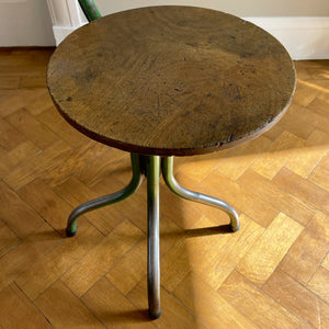 A practical Vintage Swivel Work Chair. Great age related wear to the legs where over the years someone's feet has worn away the green paint back to the bare metal. Great patina to the wooden seat with the green paint having just the right amount of ware and chips giving the chair that bang on look. - SHOP NOW - www.intovintage.co.uk