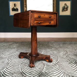 A delightful Victorian Mahogany Pedestal Work Table with draws. In fantastic condition with a beautiful pedestal column and nice architectural feet - SHOP NOW - www.intovintage.co.uk