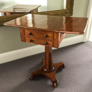 A delightful Victorian Mahogany Pedestal Work Table with draws. In fantastic condition with a beautiful pedestal column and nice architectural feet - SHOP NOW - www.intovintage.co.uk