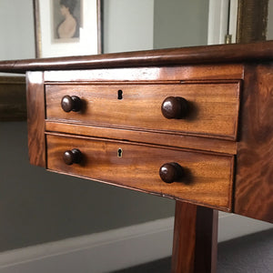 A delightful Victorian Mahogany Pedestal Work Table with draws. In fantastic condition with a beautiful pedestal column and nice architectural feet - SHOP NOW - www.intovintage.co.uk