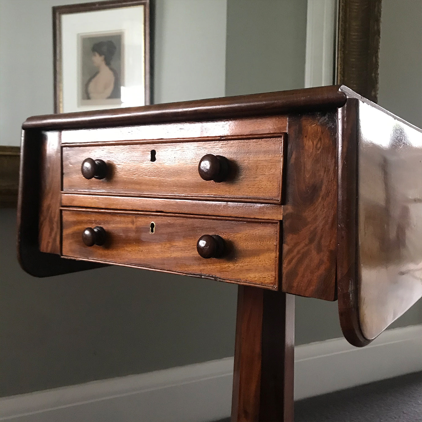A delightful Victorian Mahogany Pedestal Work Table with draws. In fantastic condition with a beautiful pedestal column and nice architectural feet - SHOP NOW - www.intovintage.co.uk