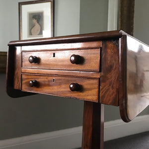 A delightful Victorian Mahogany Pedestal Work Table with draws. In fantastic condition with a beautiful pedestal column and nice architectural feet - SHOP NOW - www.intovintage.co.uk