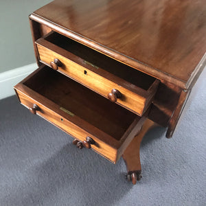 A delightful Victorian Mahogany Pedestal Work Table with draws. In fantastic condition with a beautiful pedestal column and nice architectural feet - SHOP NOW - www.intovintage.co.uk