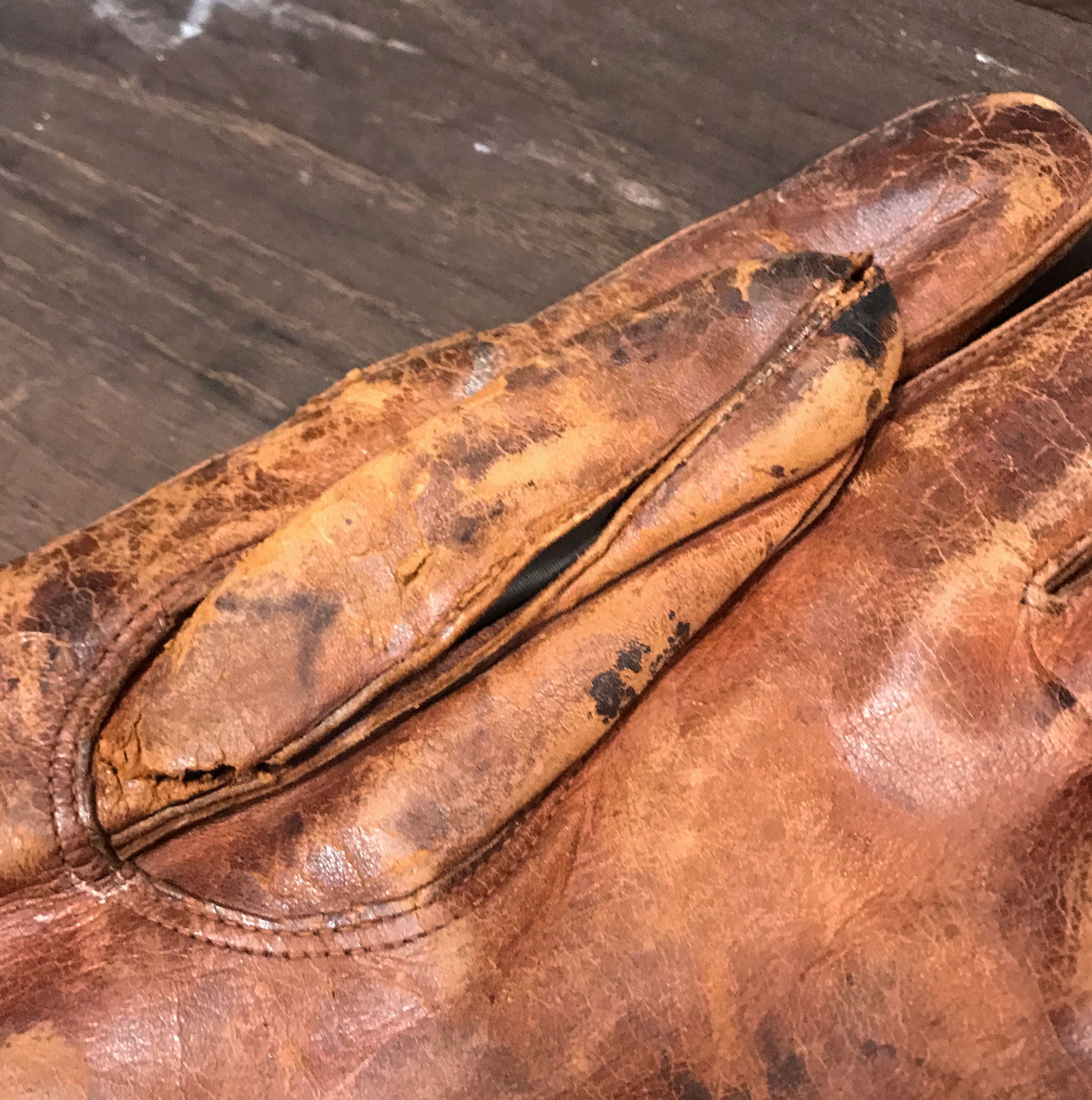 Pair of vintage leather X Ray gloves lined with lead. SHOP NOW - www.intovintage.co.uk